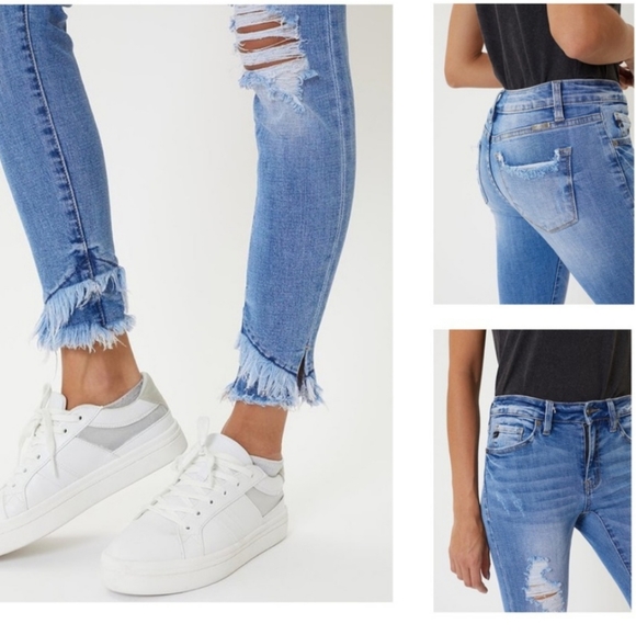 KANCAN Destroyed Double Frayed Hem Jeans - Picture 3 of 6